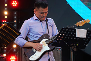 Member of Sedar Band performs live at the 16th Koktebel Jazz Party international music festival