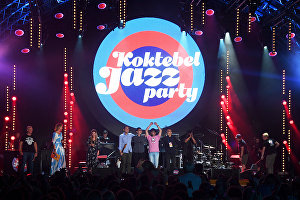 Members of Sedar Band perform live at the 16th Koktebel Jazz Party international music festival