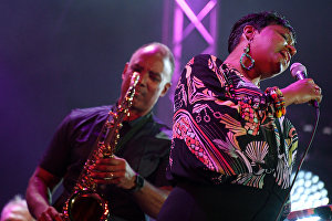 Singer Vanessa Rubin (US) performs live at the 16th Koktebel Jazz Party international music festival