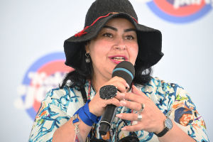 Singer Mariam Merabova during a news conference at the Koktebel Jazz Party 2020 international jazz festival in Crimea