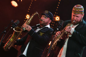 The Bril Brothers perform at the Koktebel Jazz Party 2020 international jazz festival in Crimea