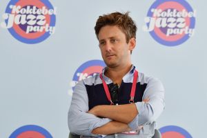Musician Matteo Pierpaoli during the Matthew Lee band’s news conference at the Koktebel Jazz Party-2021 international music festival