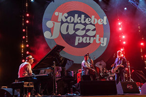 Musicians during the performance of Yakov Okun's International Ensemble at the Koktebel Jazz Party 2017 festival