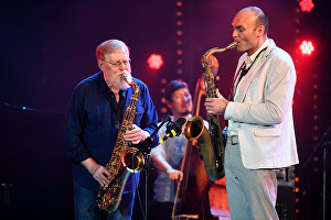 Members of Yakov Okun International Band perform at Koktebel Jazz Party 2017 festival