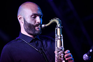 Jazz musician, founder of the SG BIG BAND orchestra Sergei Golovnya performing at the XVII International Koktebel Jazz Party festival